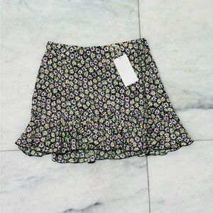 Zara Trafaluc Floral Mini Ruffle Circle Skirt Size Large NWT